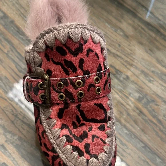 Mou Pink Leopard Print Women's heeled clogs - Picture 3 of 5